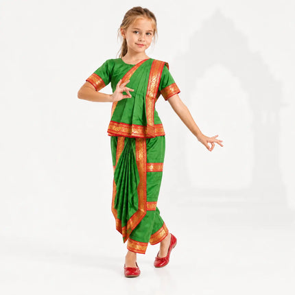 Fancydresswale Green Bharatnatyam Dress for kids and adults Fancydresswale