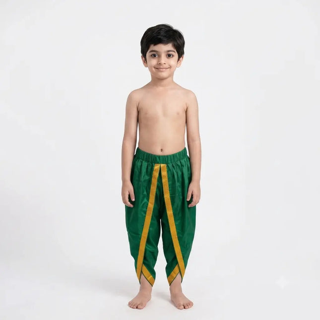 Fancydresswale Green Dhoti with Golden Border for Kids & Adults | Ramleela & Fancy Dress fancydresswale.com