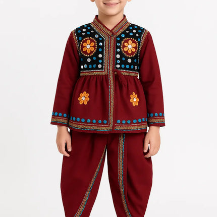 Fancydresswale Gujrati boy dress for boys, Garba dance dress, Maroon Fancydresswale