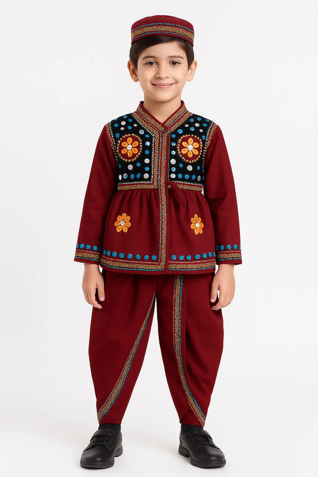 Fancydresswale Gujrati boy dress for boys, Garba dance dress, Maroon Fancydresswale