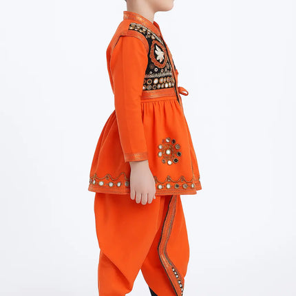 Fancydresswale Gujrati boy dress for boys, Garba dance dress, Orange Fancydresswale