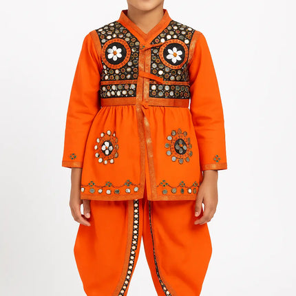 Fancydresswale Gujrati boy dress for boys, Garba dance dress, Orange Fancydresswale