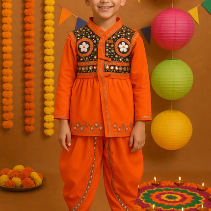 Fancydresswale Gujrati boy dress for boys, Garba dance dress, Orange Fancydresswale