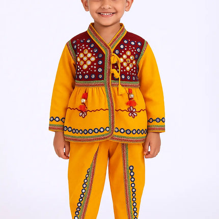 Fancydresswale Gujrati boy dress for boys, Garba dance dress, Yellow Fancydresswale