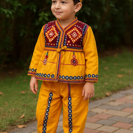 Fancydresswale Gujrati boy dress for boys, Garba dance dress, Yellow Fancydresswale