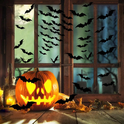 Fancydresswale Halloween 3D Bats Wall Decorations, Halloween Indoor Goth Room Home Decor Ornaments Batman Birthday Party Supplies Vintage Wall Decal Wall Sticker, 3 Sizes (Style-1-60 Pcs) Fancydresswale