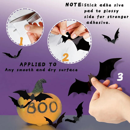 Fancydresswale Halloween 3D Bats Wall Decorations, Halloween Indoor Goth Room Home Decor Ornaments Batman Birthday Party Supplies Vintage Wall Decal Wall Sticker, 3 Sizes (Style-1-60 Pcs) Fancydresswale