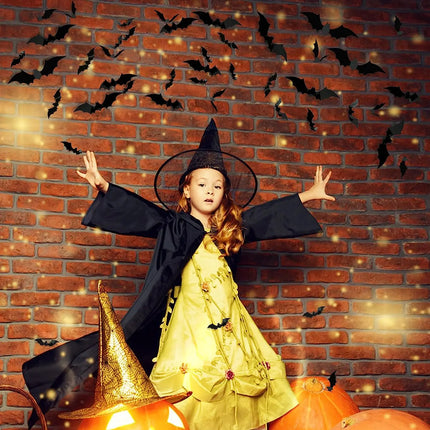 Fancydresswale Halloween 3D Bats Wall Decorations, Halloween Indoor Goth Room Home Decor Ornaments Batman Birthday Party Supplies Vintage Wall Decal Wall Sticker, 3 Sizes (Style-1-60 Pcs) Fancydresswale