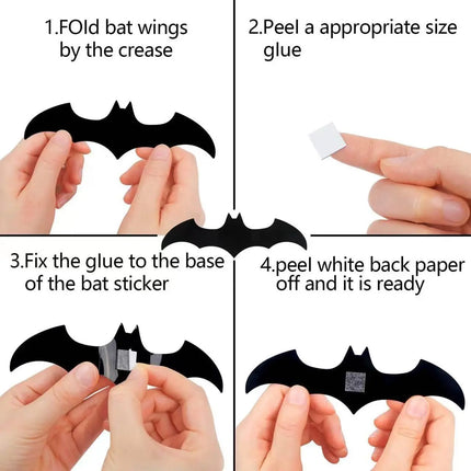 Fancydresswale Halloween 3D Bats Wall Decorations, Halloween Indoor Goth Room Home Decor Ornaments Batman Birthday Party Supplies Vintage Wall Decal Wall Sticker, 3 Sizes (Style-1-60 Pcs) Fancydresswale