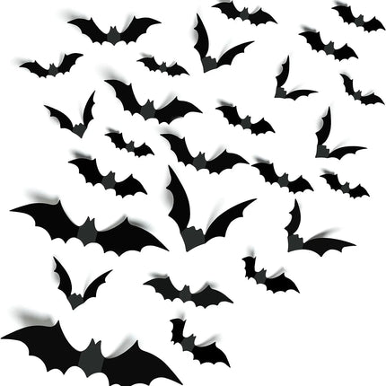 Fancydresswale Halloween 3D Bats Wall Decorations, Halloween Indoor Goth Room Home Decor Ornaments Batman Birthday Party Supplies Vintage Wall Decal Wall Sticker, 3 Sizes (Style-1-60 Pcs) Fancydresswale