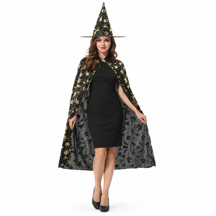 Fancydresswale Halloween Cloak Cape Unisex Adult Role Play Dress up Costume- Black Fancydresswale