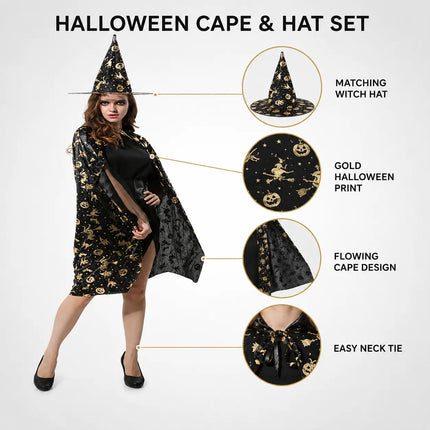Fancydresswale Halloween Cloak Cape Unisex Adult Role Play Dress up Costume- Black Fancydresswale