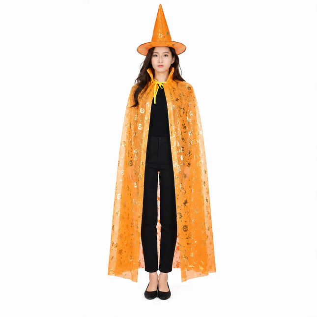 Fancydresswale Halloween Cloak Cape Unisex Adult Role Play Dress up Costume- Orange Fancydresswale