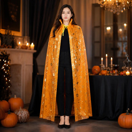 Fancydresswale Halloween Cloak Cape Unisex Adult Role Play Dress up Costume- Orange Fancydresswale