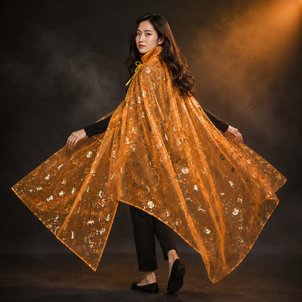 Fancydresswale Halloween Cloak Cape Unisex Adult Role Play Dress up Costume- Orange Fancydresswale