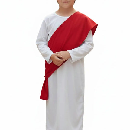 Fancydresswale Jesus Costume for Boys | White Robe with Red Drape | Fancy Dress for School Functions, Christmas & Nativity Play Fancydresswale