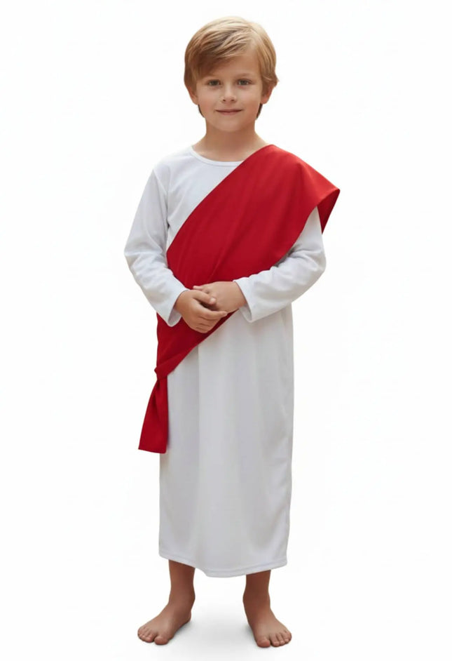 Fancydresswale Jesus Costume for Boys | White Robe with Red Drape | Fancy Dress for School Functions, Christmas & Nativity Play Fancydresswale