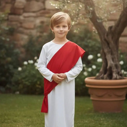 Fancydresswale Jesus Costume for Boys | White Robe with Red Drape | Fancy Dress for School Functions, Christmas & Nativity Play Fancydresswale