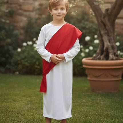 Fancydresswale Jesus Costume for Boys | White Robe with Red Drape | Fancy Dress for School Functions, Christmas & Nativity Play Fancydresswale