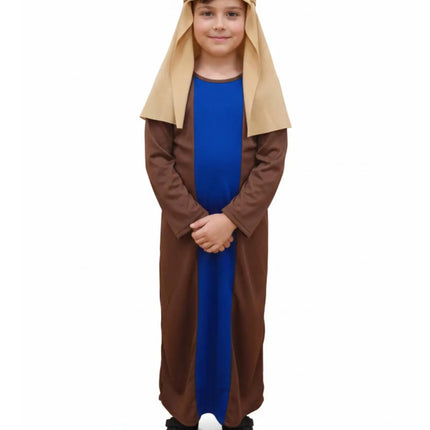 Fancydresswale Joseph Costume – Brown Robe with Blue Panel & Headpiece | Christmas Play & School Function Outfit Fancydresswale