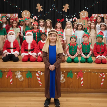 Fancydresswale Joseph Costume – Brown Robe with Blue Panel & Headpiece | Christmas Play & School Function Outfit Fancydresswale