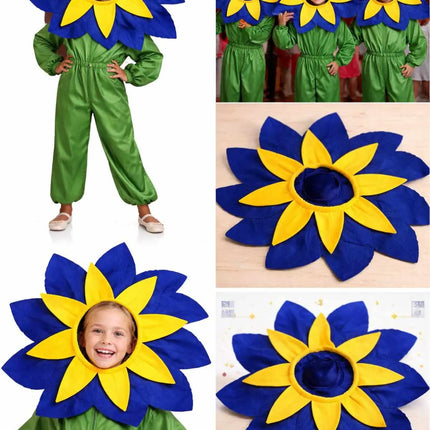 Fancydresswale Kids Blue & Yellow Flower Cutout Headgear for Fancy Dress, School Dance & Theme Performances (Free Size) fancydresswale.com