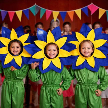 Fancydresswale Kids Blue & Yellow Flower Cutout Headgear for Fancy Dress, School Dance & Theme Performances (Free Size) fancydresswale.com