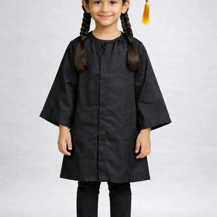 Kids Graduation Costume Set – Black Convocation Gown with Cap & Yellow Stole | School Graduation Dress for Boys & Girls | Fancy Dress Costume (3-8 Years) Fancydresswale