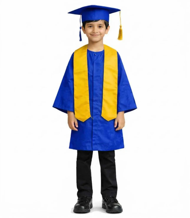 Fancydresswale Kids Graduation Costume Set – Blue Convocation Gown with Cap & Yellow Stole | School Graduation Dress for Boys & Girls | Fancy Dress Costume (3-8 Years) (Copy) Fancydresswale