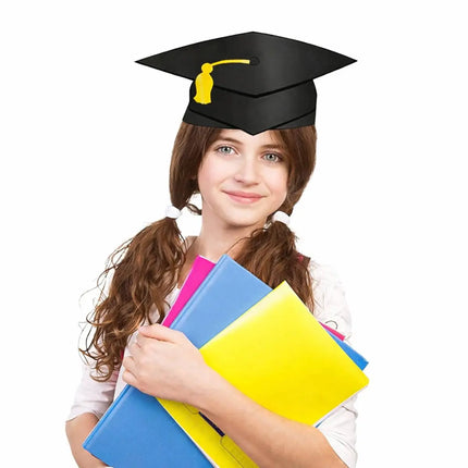 Fancydresswale Kids Paper Graduation Cap – Pack of 10 | Printed Tassel Convocation Hats for School Functions & Photoshoot (Red / Blue / Black) fancydresswale.com