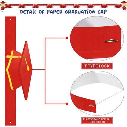 Fancydresswale Kids Paper Graduation Cap – Pack of 10 | Printed Tassel Convocation Hats for School Functions & Photoshoot (Red / Blue / Black) fancydresswale.com