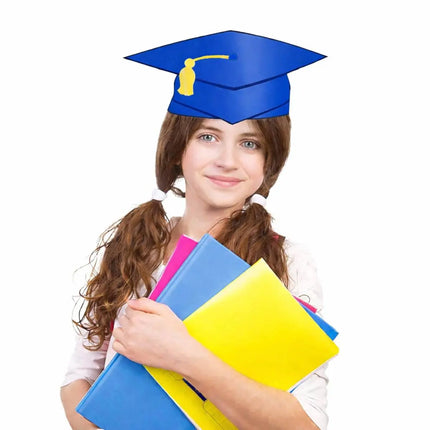 Fancydresswale Kids Paper Graduation Cap – Pack of 10 | Printed Tassel Convocation Hats for School Functions & Photoshoot (Red / Blue / Black) fancydresswale.com
