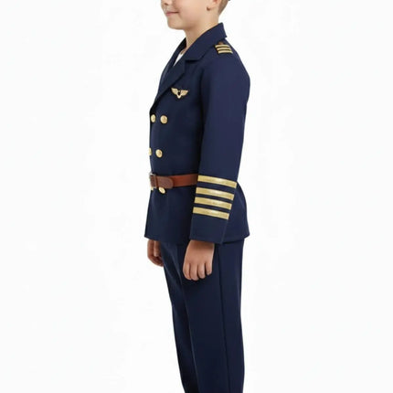 Fancydresswale Kids Pilot Fancy Dress Costume for Boys | Airline Captain Blue Jacket Suit with Cap, Belt & Pants | Ages 2–8 Years fancydresswale.com