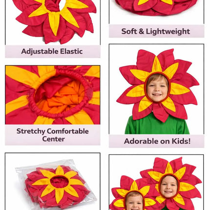 Fancydresswale Kids Red & Yellow Flower Cutout Headgear for Fancy Dress, School Functions & Theme Performances fancydresswale.com