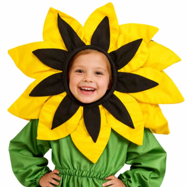 Fancydresswale Kids Sunflower Fancy Dress Costume | Yellow Flower Head Cutout with Green Jumpsuit for School Fancy Dress & Stage Performances fancydresswale.com