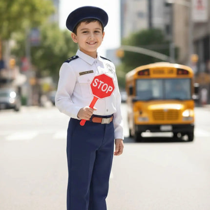 Fancydresswale Kids Traffic Police Fancy Dress Costume for Boys | White Shirt Uniform with Cap, Belt & Pants | Ages 2–8 Years fancydresswale.com