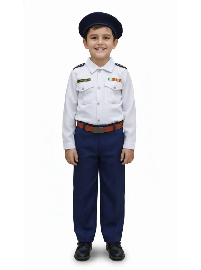 Fancydresswale Kids Traffic Police Fancy Dress Costume for Boys | White Shirt Uniform with Cap, Belt & Pants | Ages 2–8 Years fancydresswale.com