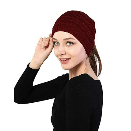 Fancydresswale Knitted Wool Headband for Women Cozy Soft & Stylish Winter Accessory Head Cover Claret Fancydresswale