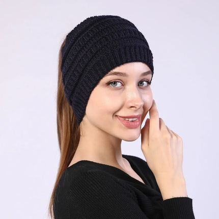 Fancydresswale Knitted Wool Headband for Women Cozy Soft & Stylish Winter Accessory Head Cover Navy Blue Fancydresswale