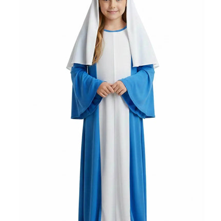 Fancydresswale Mother Mary Costume – Blue & White Gown with Veil and Headband | Christmas Play, School Function & Fancy Dress Outfit fancydresswale.com