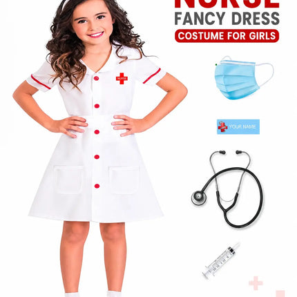 Fancydresswale Nurse costume for Girls Community helper theme costume for facy dress competitions fancydresswale.com