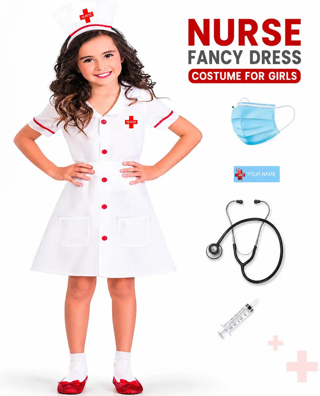 Fancydresswale Nurse costume for Girls Community helper theme costume for facy dress competitions fancydresswale.com