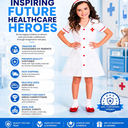Fancydresswale Nurse costume for Girls Community helper theme costume for facy dress competitions fancydresswale.com