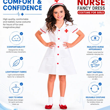 Fancydresswale Nurse costume for Girls Community helper theme costume for facy dress competitions fancydresswale.com