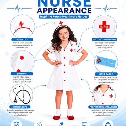 Fancydresswale Nurse costume for Girls Community helper theme costume for facy dress competitions fancydresswale.com