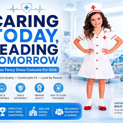 Fancydresswale Nurse costume for Girls Community helper theme costume for facy dress competitions fancydresswale.com