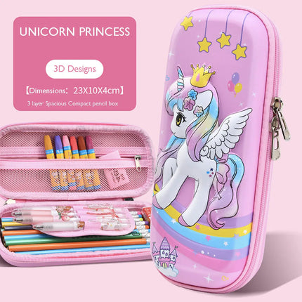 Fancydresswale Pencil Box 3D Pencil Pouch and Stationery Set Large Capacity for Boys and Girls (Unicorn Princess) Fancydresswale