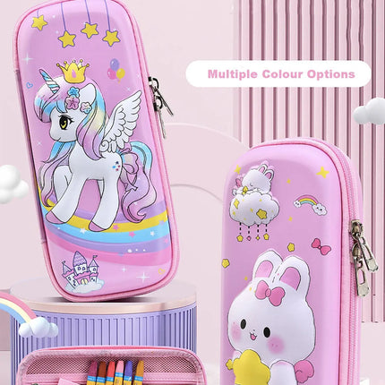 Fancydresswale Pencil Box 3D Pencil Pouch and Stationery Set Large Capacity for Boys and Girls (Unicorn Princess) Fancydresswale