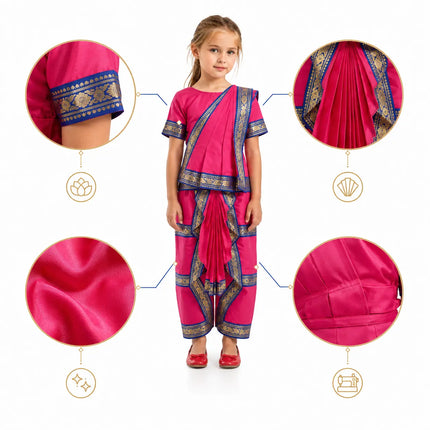 Fancydresswale Pink Bharatnatyam Dance Dress for kids and adults Fancydresswale