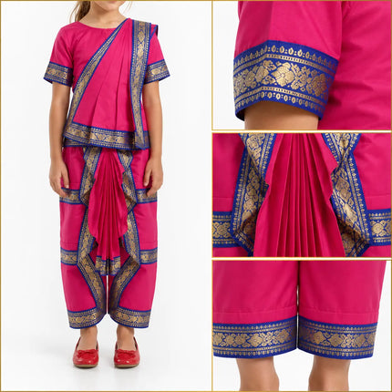 Fancydresswale Pink Bharatnatyam Dance Dress for kids and adults Fancydresswale